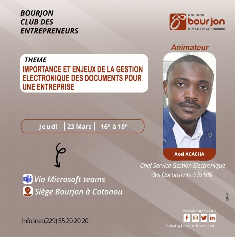 INVITATION AU 5IEME NUMERO DU BOURJON CLUB DES ENTREPRENEURS.